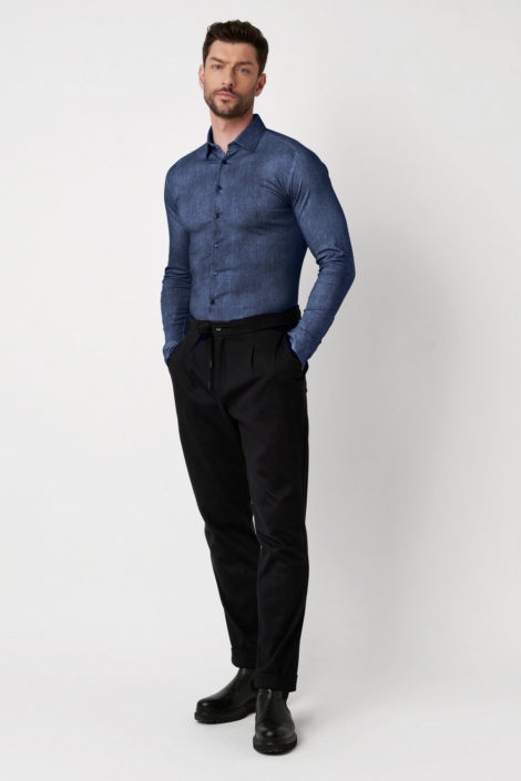 Desoto blauwe heren overhemd | Model vooraanzicht
