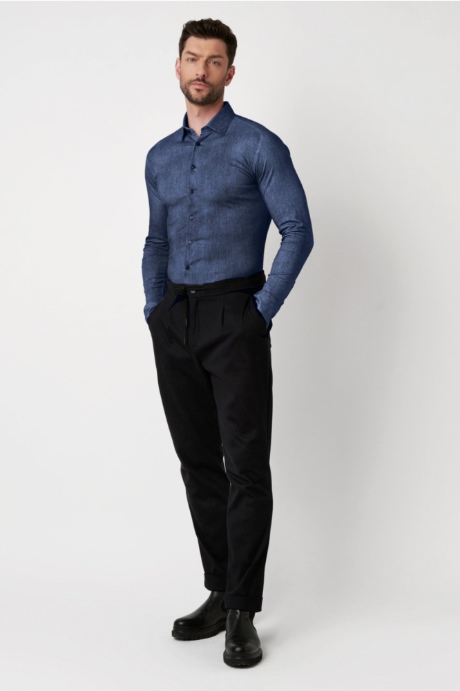Desoto blauwe heren overhemd | Model vooraanzicht