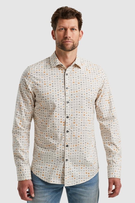 PME legend beige heren overhemd | Model vooraanzicht
