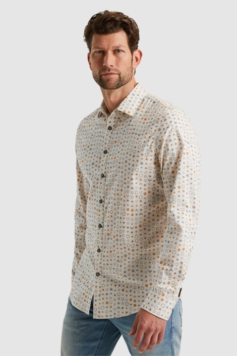 PME legend beige heren overhemd | Model zijaanzicht