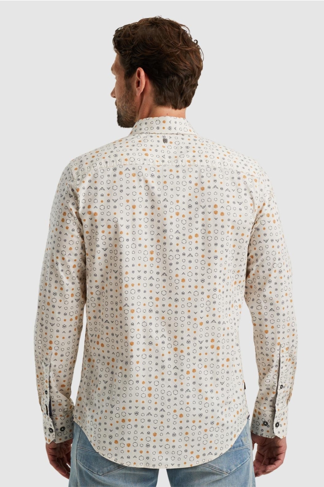 PME legend beige heren overhemd | Model achteraanzicht