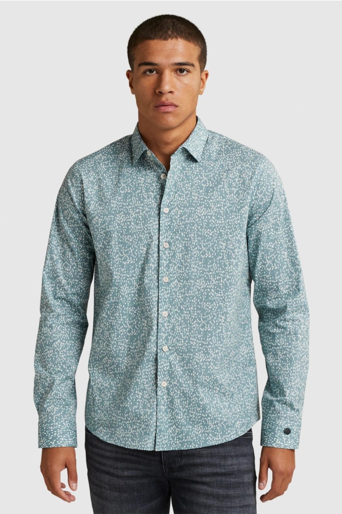 Cast Iron blauwe heren overhemd | Model vooraanzicht