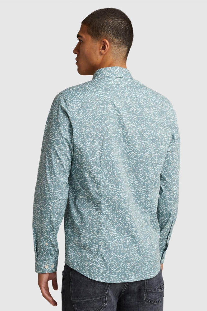 Cast Iron blauwe heren overhemd | Model achteraanzicht