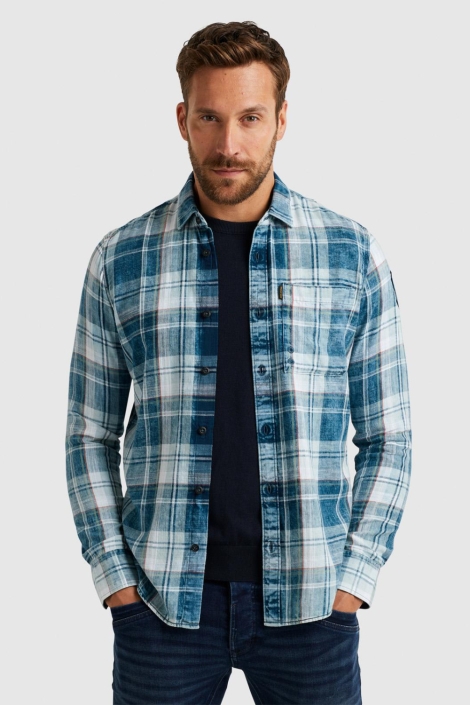 PME legend blauwe heren overhemd | Model vooraanzicht