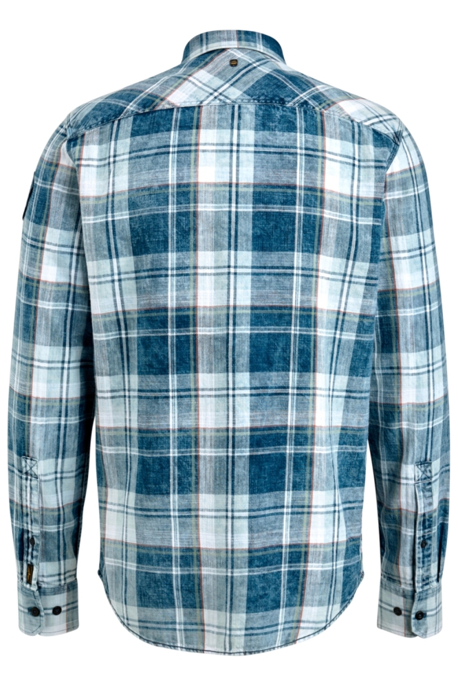 PME legend blauwe heren overhemd | Achteraanzicht