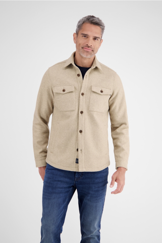 Lerros beige heren jas | Model vooraanzicht