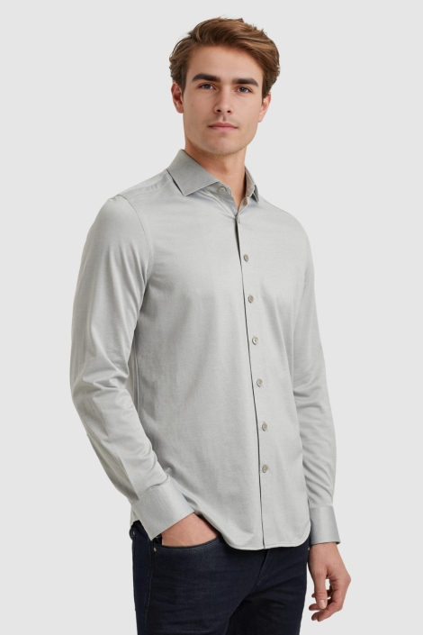 Vanguard beige heren overhemd | Model zijaanzicht