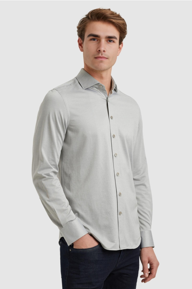 Vanguard beige heren overhemd | Model zijaanzicht