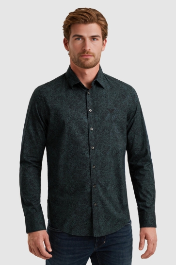 PME legend long sleeve shirt print on ctn/lyc Blauw