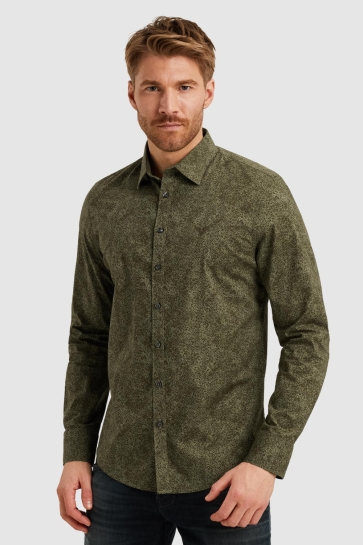 PME legend long sleeve shirt print on ctn/lyc Groen