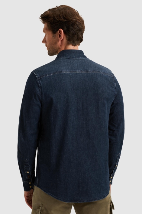 PME legend blauwe heren overhemd | Model achteraanzicht