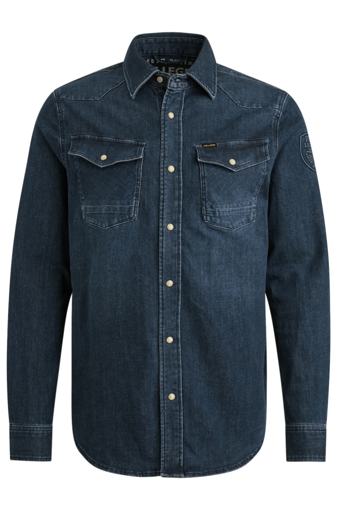 PME legend blauwe heren overhemd | Vooraanzicht