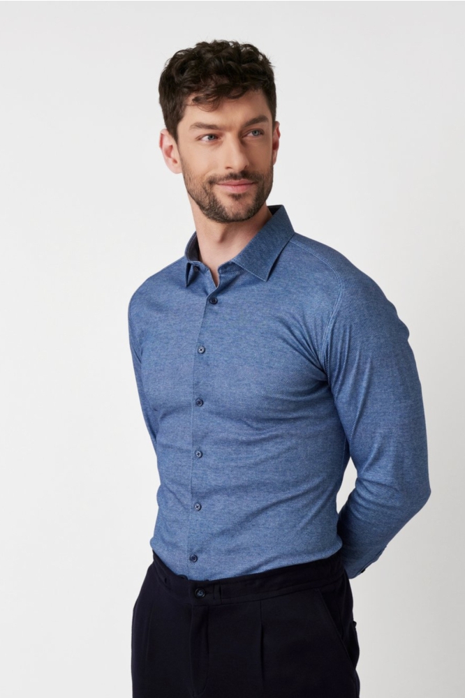 Desoto blauwe heren overhemd | Model vooraanzicht