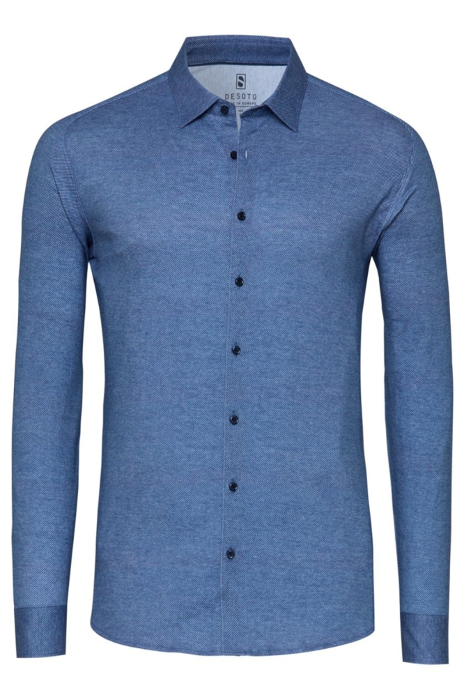 Desoto blauwe heren overhemd | Vooraanzicht