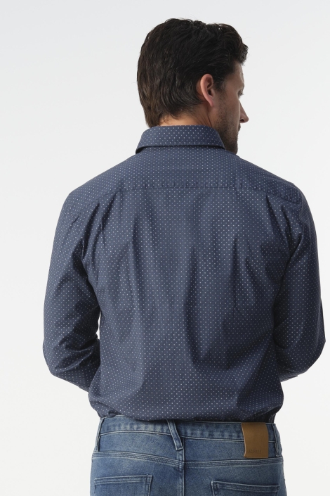 Campbell blauwe heren overhemd | Model achteraanzicht