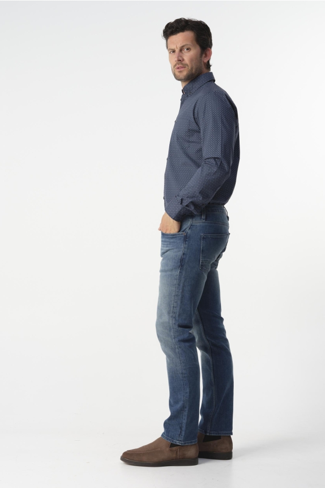 Campbell blauwe heren overhemd | Model