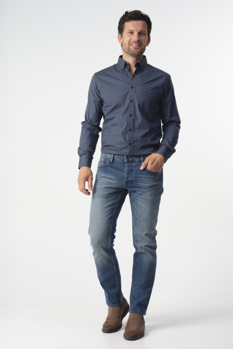 Campbell blauwe heren overhemd | Model