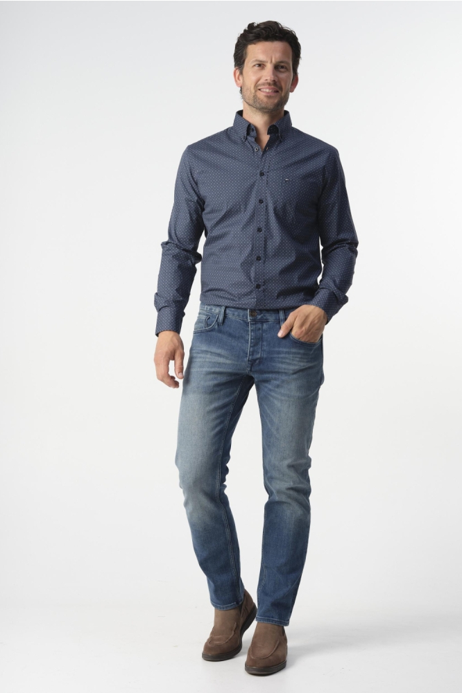 Campbell blauwe heren overhemd | Model