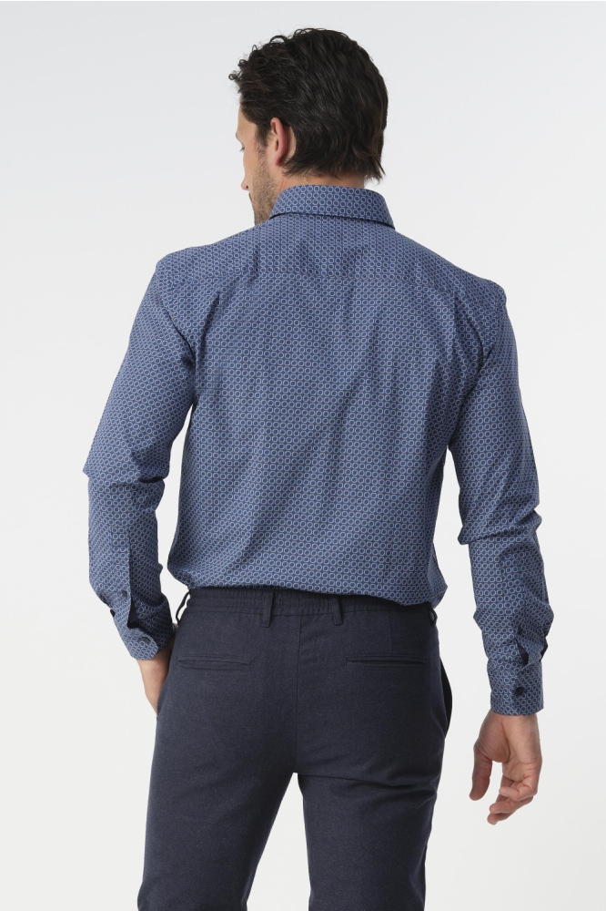 Campbell blauwe heren overhemd | Model achteraanzicht