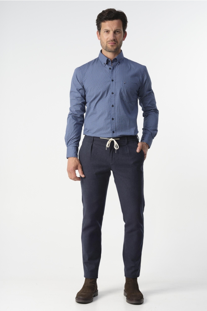 Campbell blauwe heren overhemd | Model