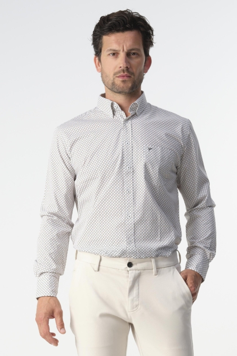 Campbell witte heren overhemd | Model vooraanzicht