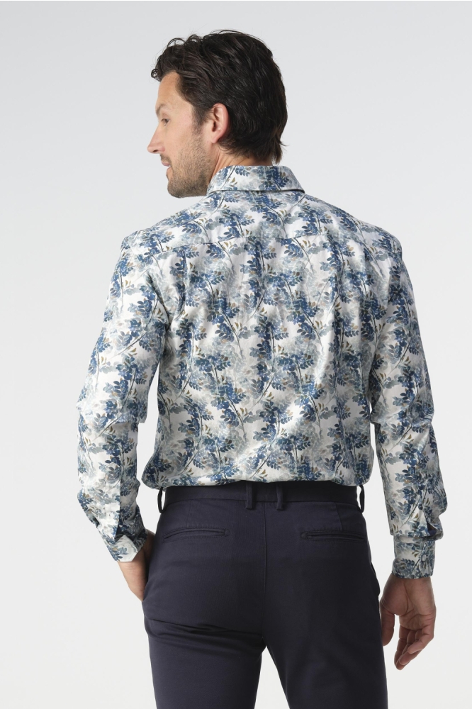 Campbell blauwe heren overhemd | Model achteraanzicht