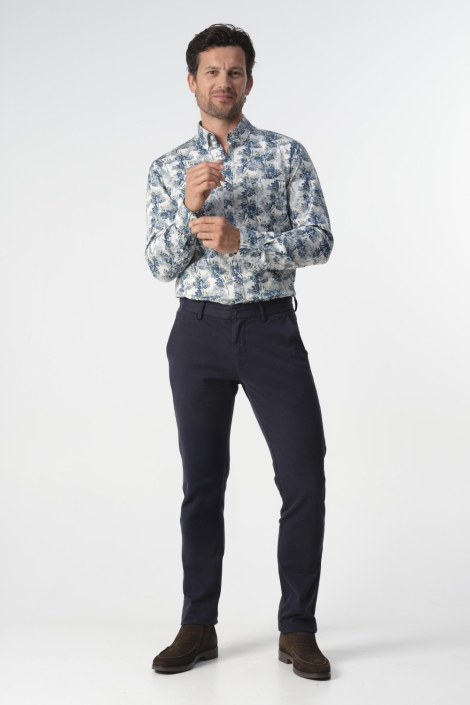 Campbell blauwe heren overhemd | Model