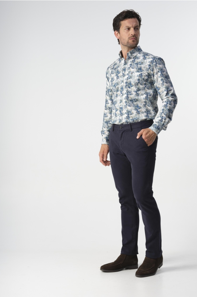 Campbell blauwe heren overhemd | Model