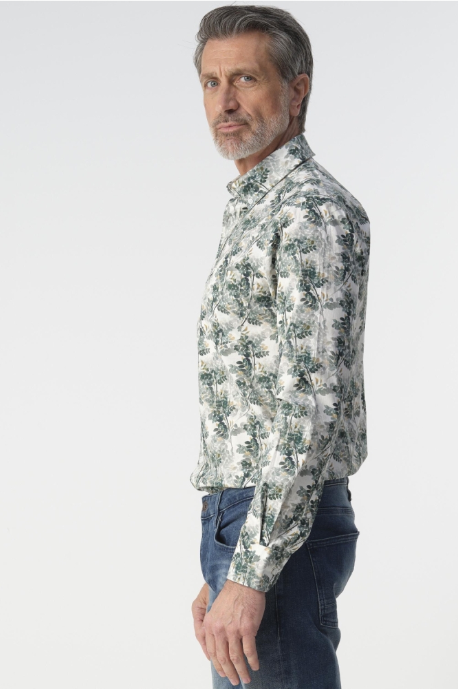 Campbell groene heren overhemd | Model zijaanzicht