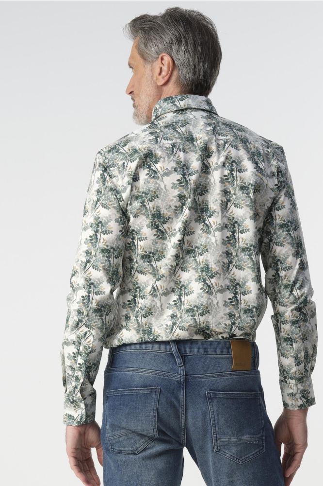 Campbell groene heren overhemd | Model achteraanzicht