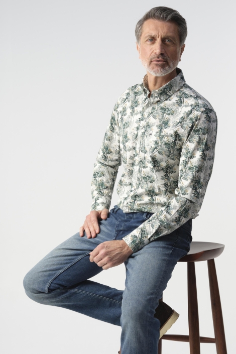 Campbell groene heren overhemd | Model vooraanzicht