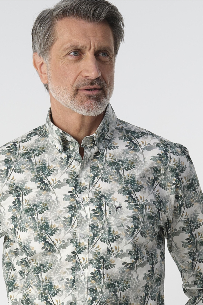 Campbell groene heren overhemd | Close up