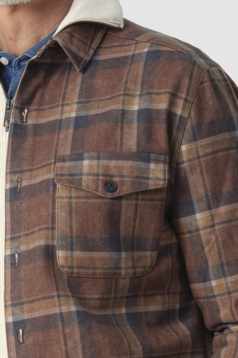 Campbell bruine heren overhemd | Close up