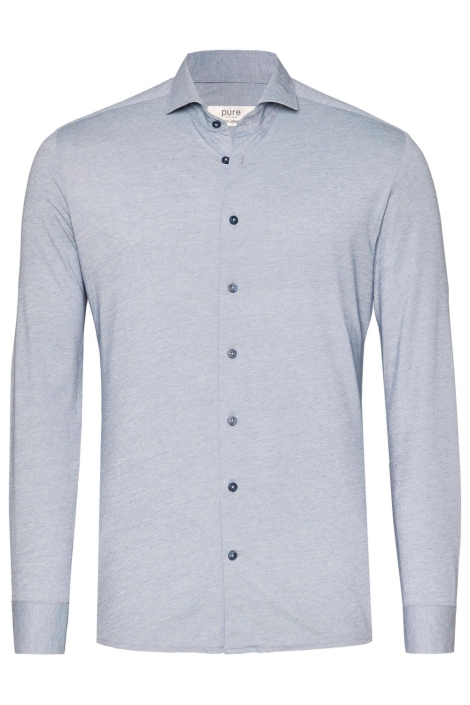 Pure H. Tico blauwe heren overhemd | Vooraanzicht