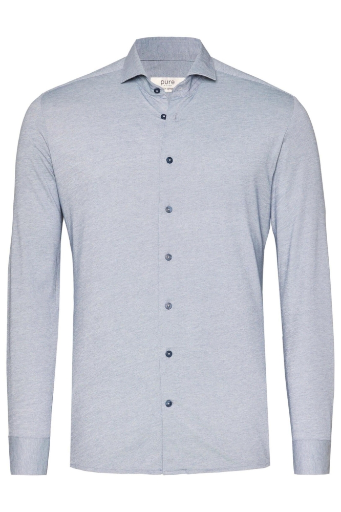Pure H. Tico blauwe heren overhemd | Vooraanzicht