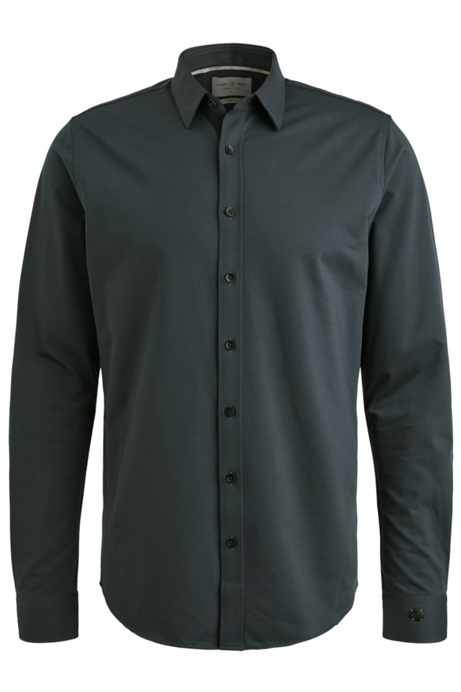 Cast Iron blauwe heren overhemd | Vooraanzicht