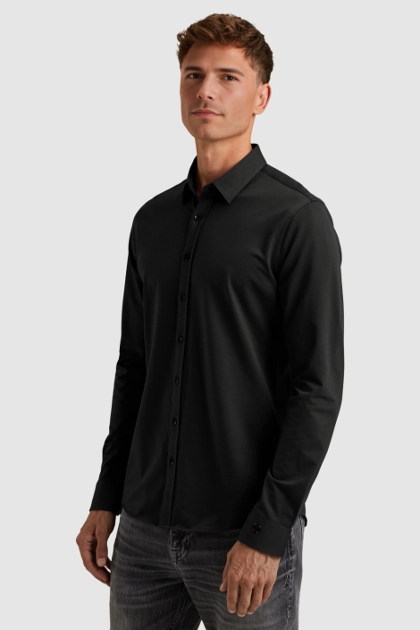 Cast Iron zwarte heren overhemd | Model zijaanzicht