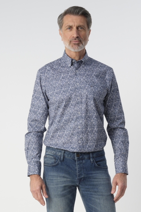 Campbell blauwe heren overhemd | Model vooraanzicht