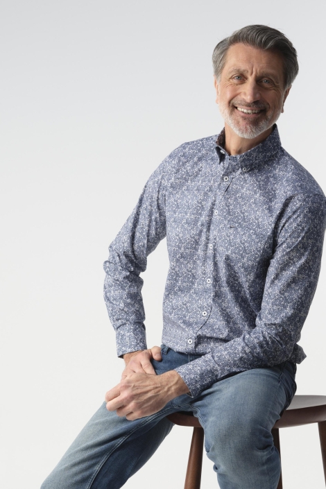 Campbell blauwe heren overhemd | Sfeerbeeld, In situatie