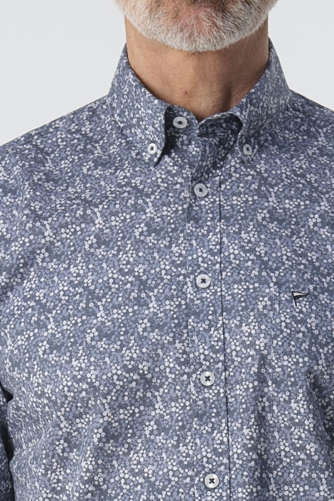 Campbell blauwe heren overhemd | Close up