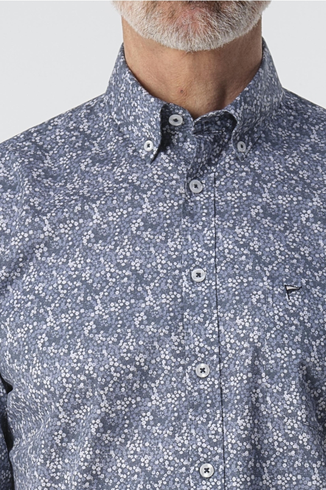 Campbell blauwe heren overhemd | Close up