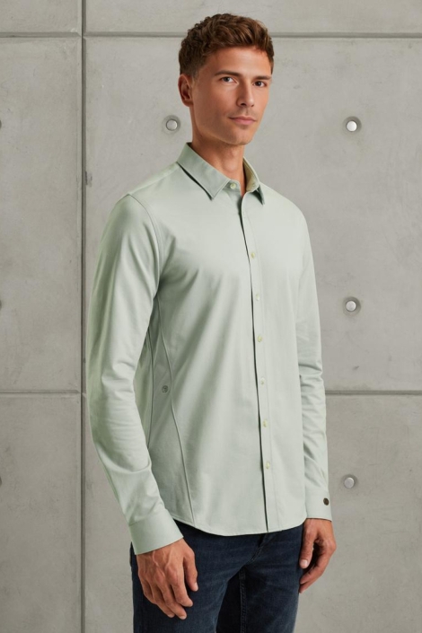 Cast Iron groene heren overhemd | Model zijaanzicht