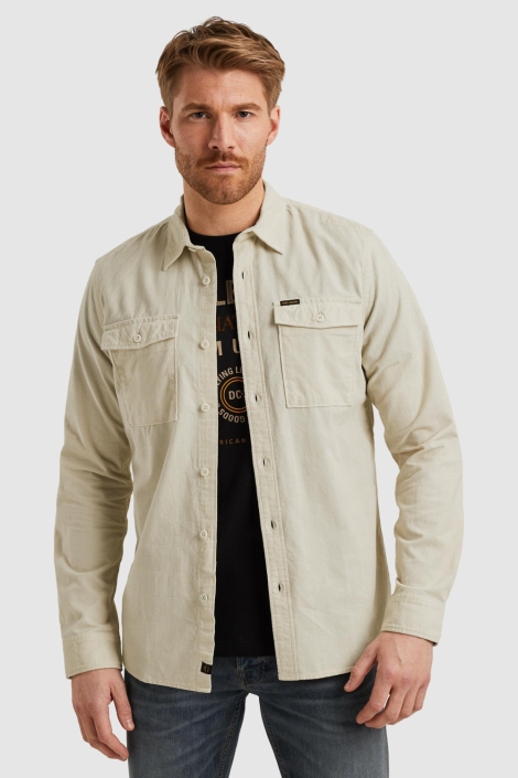 PME legend ecru heren overhemd | Model vooraanzicht
