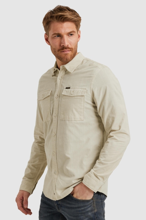 PME legend ecru heren overhemd | Model zijaanzicht