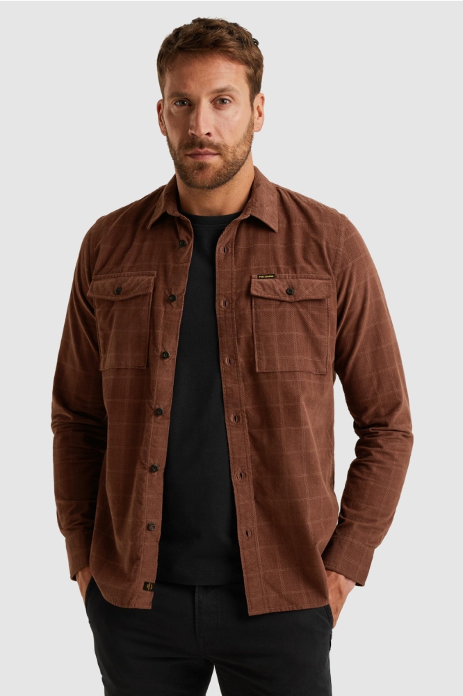 PME legend bruine heren overhemd | Model vooraanzicht