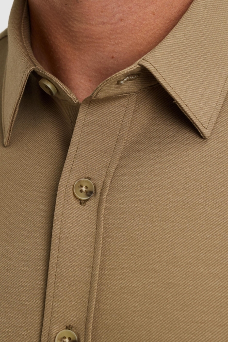Cast Iron beige heren overhemd | Close up