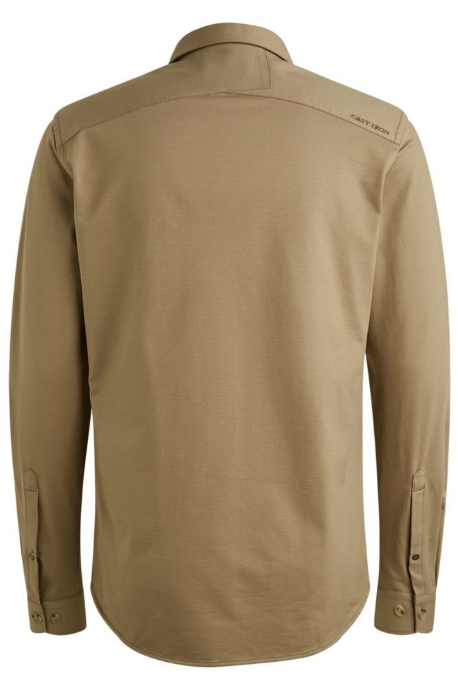 Cast Iron beige heren overhemd | Achteraanzicht