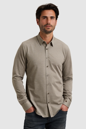 Cast Iron long sleeve shirt tec jersey light Bruin