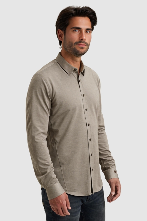 Cast Iron bruine heren overhemd | Model zijaanzicht