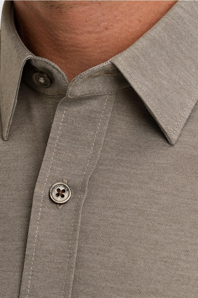 Cast Iron bruine heren overhemd | Close up